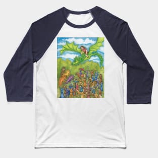 Ingeborg Flying on Esmeralda the Dragon Baseball T-Shirt